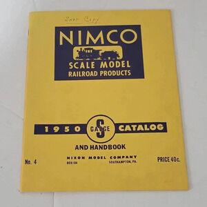 Nixon Model Company NIMCO Catalog & Handbook #4 1950 S Gauge Railroad PA